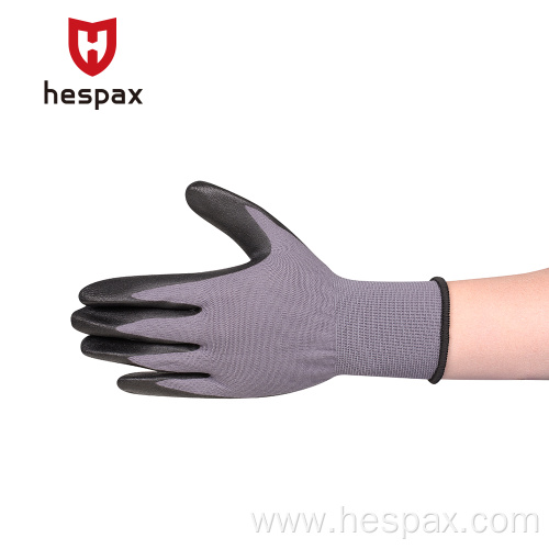 Hespax EN388 Nylon Mechanic Oil Resistant Nitrile Gloves